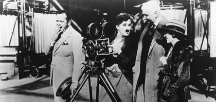 Photo: Charles Chaplin, Rollie Totheroh, Douglas Fairbanks and Mary Pickford