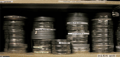 Chaplin film cans at the National Archive