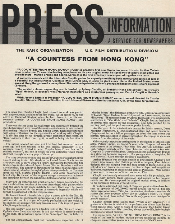 Press Books: A Countess From Hong Kong