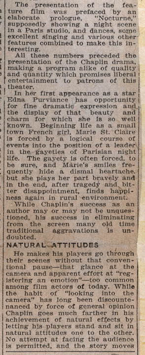 Documents: A Woman of Paris